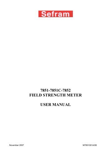 7851-7851c-7852 field strength meter user manual - Sefram