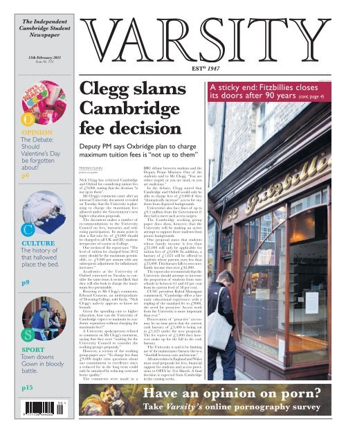 Clegg slams Cambridge fee decision - Varsity
