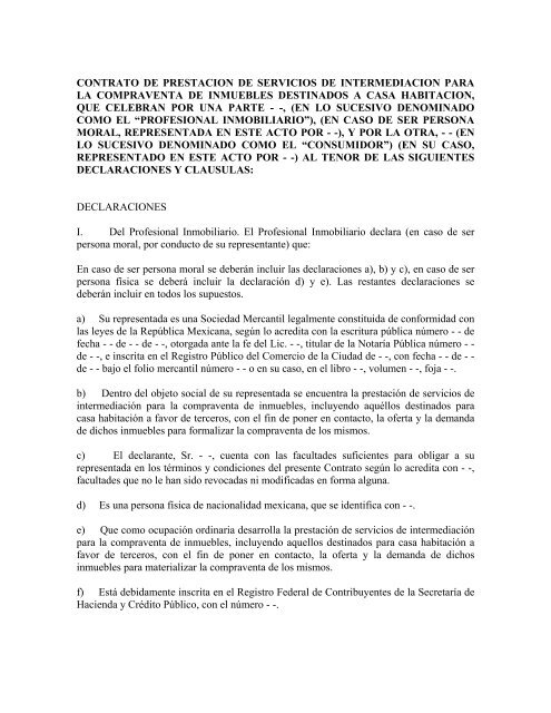 contrato de prestacion de servicios de intermediacion ... - Infonavit