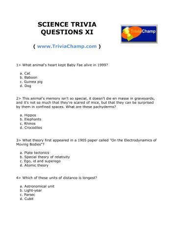 To Print This Quiz - Trivia Champ