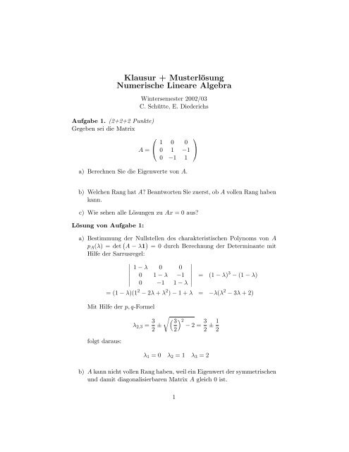 Klausur + MusterlÃ¶sung Numerische Lineare Algebra