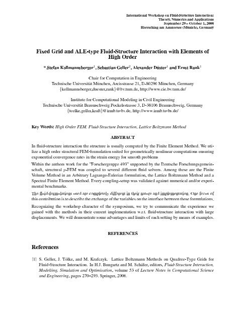 Fixed Grid and ALE-type Fluid-Structure Interaction with Elements of ...