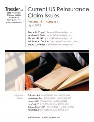 Current U.S. Reinsurance Claim Issues (Vol. 13, No ... - Tressler LLP