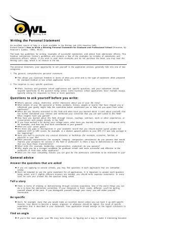Academic and Personal Statements | College of