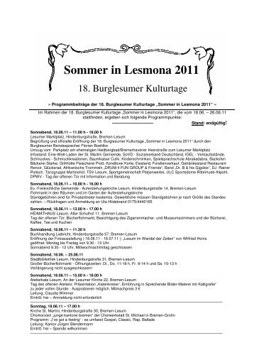 Sommer in Lesmona 2011 - Lesum.de
