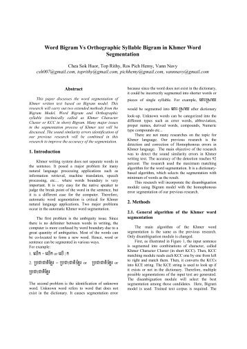 Word Bigram Vs Orthographic Syllable Bigram in ... - PAN Localization