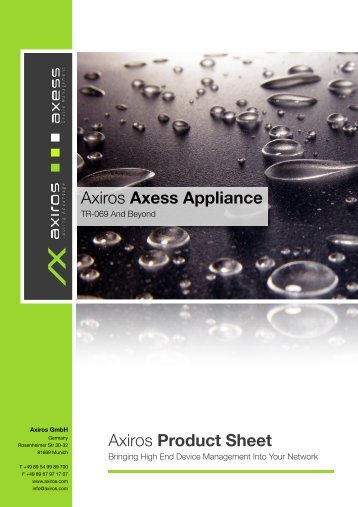 Axiros Product Sheet Axiros Axess Appliance