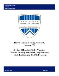 Harris County Housing Authority Houston, TX Section 8 ... - Hud-Oig