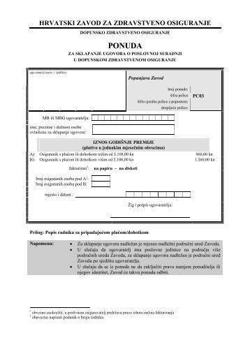 Tiskanica ponude za sklapanje ugovora o poslovnoj suradnji u ...