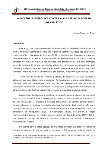 a violÃªncia simbÃ³lica contra a mulher no discurso jornalÃ­stico - IEL