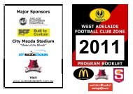 Major Sponsors City Mazda Stadium - West Adelaide Football Club