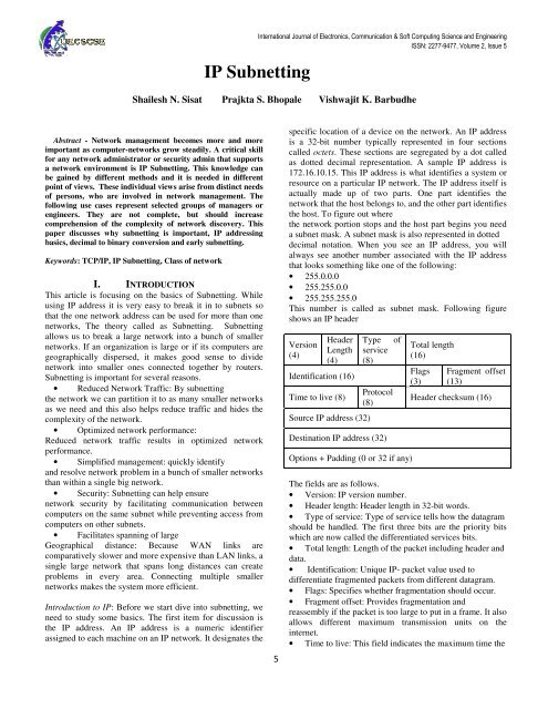 IP Subnettin IP Subnetting - International Journal of Electronics ...
