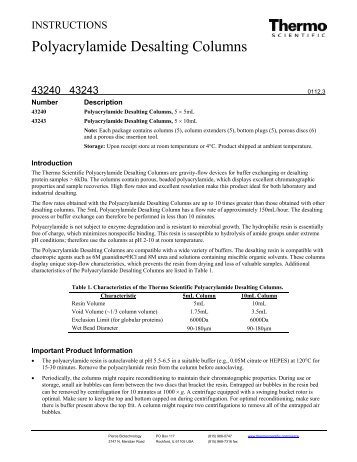 Polyacrylamide Desalting Columns - Pierce