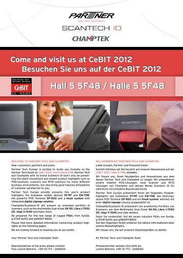 Come and visit us at CeBIT 2012 Besuchen Sie ... - Partner-tech.eu