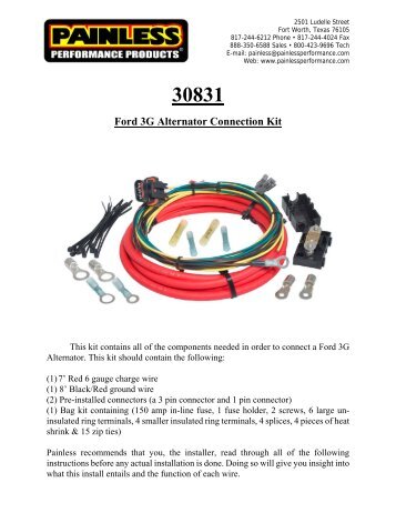 30831 Ford 3G Alternator Connection Kit - Painless Wiring