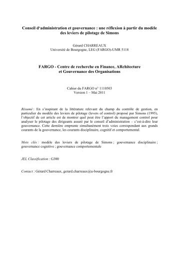 Conseil d'administration et gouvernance - LEG - Laboratoire d ...