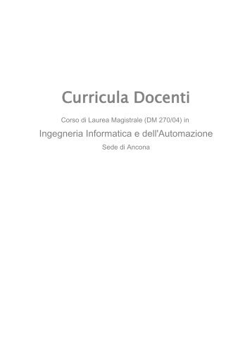270 - Curriculum Docente - FacoltÃ  di Ingegneria - UniversitÃ  ...