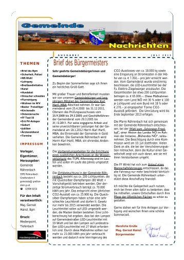 Rundschreiben Juli 2013 - Gemeinde Roehrenbach