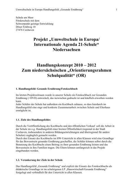 Projekt Ã¢Â€ÂžUmweltschule in Europa/ Internationale ... - Schule am Meer