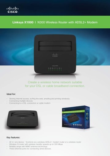 Linksys X1000 I N300 Wireless Router with ADSL2+ ... - MgManager