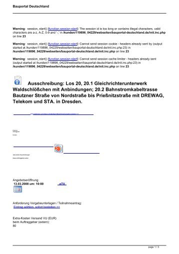 Ausschreibung: Los 20, 20.1 Gleichrichterunterwerk - BahnMarkt.EU