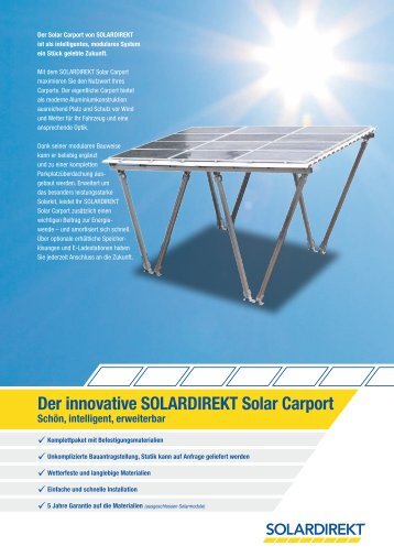 Der innovative SOLARDIREKT Solar Carport - Sonnendeal