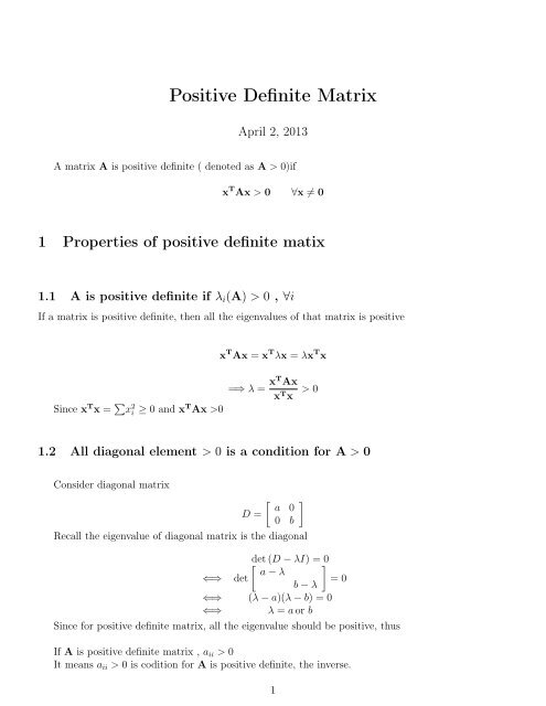 Positive Definite Matrix