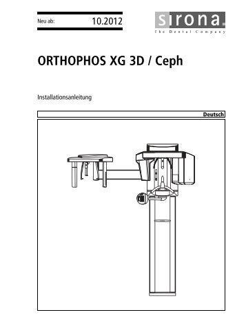 Installationsanleitung ORTHOPHOS XG 3D _ Ceph ... - Sirona Support