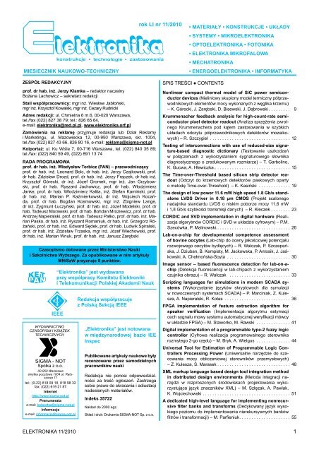 Elektronika 2010-11.pdf - Instytut SystemÃ³w Elektronicznych ...