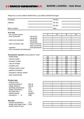 MARINE LOADING â Data Sheet - JH Menge & Co