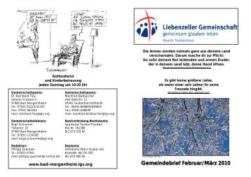 Gemeindebrief Februar/März 2010 - LGV Bad Mergentheim