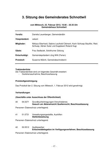 GR Protokoll 22. Februar 2012 - Gemeinde Schnottwil