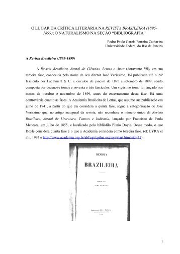 o espaÃ§o da crÃ­tica literÃ¡ria na revista brasileira (1895-1899) - IEL