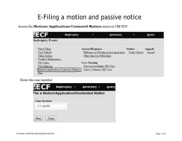 E-Filing a motion and passive notice