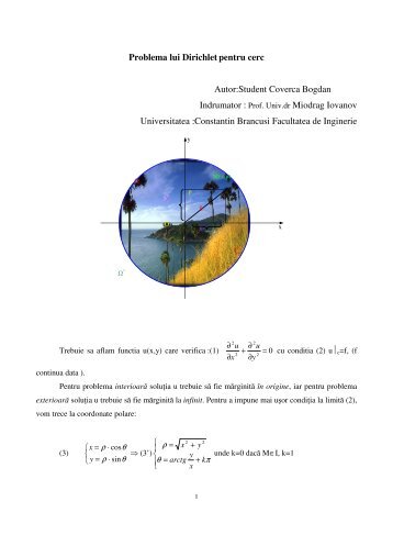 Problema lui Dirichlet pentru cerc - Universitatea "Constantin ...