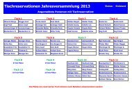 Tischreservationen Jahresversammlung 2013