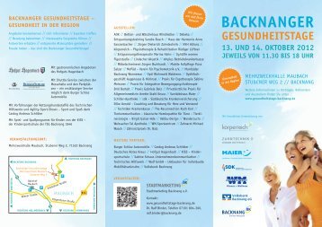 BACKNANGER GESUNDHEITSTAGE ... - Stadtmarketing Backnang