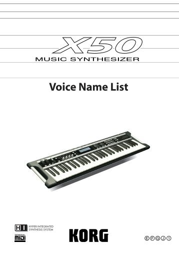 X50 Voice Name List - Korg