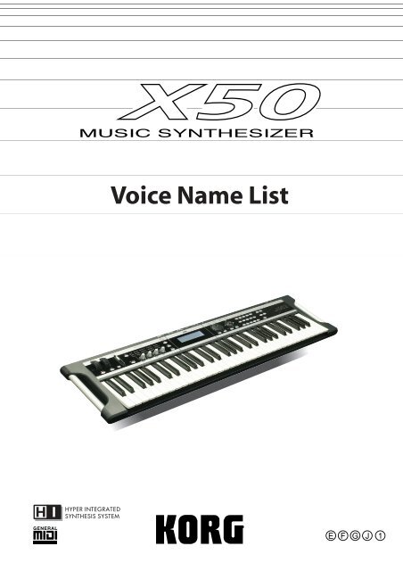 X50 Voice Name List - Korg
