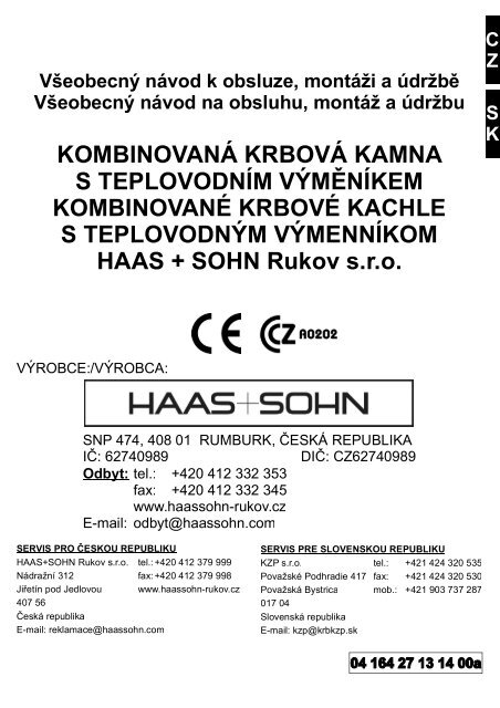 04 164 27 13 14 00a Všeobecný... - Krbová kamna s výměníkem