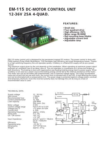 em-115 dc-motor control unit 12-36v 25a 4-quad. - Electromen