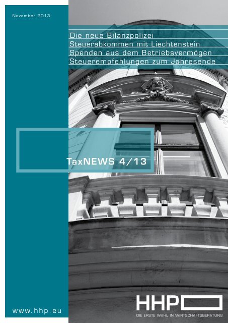 TaxNEWS 4/13 - HHP - Hammerschmied Hohenegger und Partner