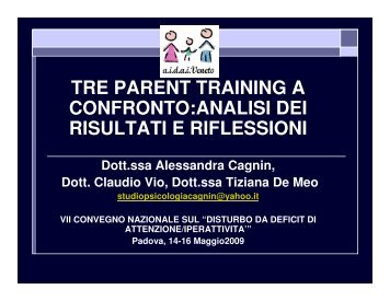 TRE PARENT TRAINING A CONFRONTO:ANALISI DEI ... - Aidai