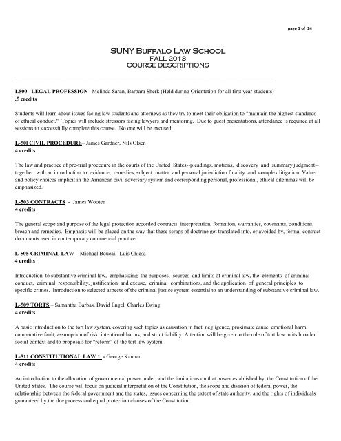 Descriptions Suny Buffalo Law School - 