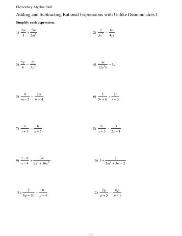 adding subtracting rational expressions like