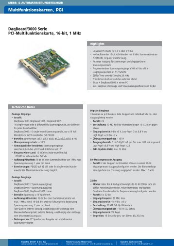 Katalogauszug PC-Einsteckkarten - Spectra Computersysteme GmbH