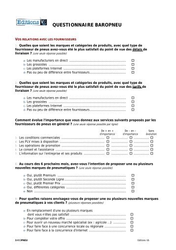 TÉlÉcharger le questionnaire - Editions VB