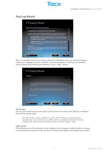 1.1 Startup Wizard - Tacx