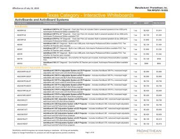 TEA RFQ701-10-035 Manufacturer Price List.xlsx - Promethean