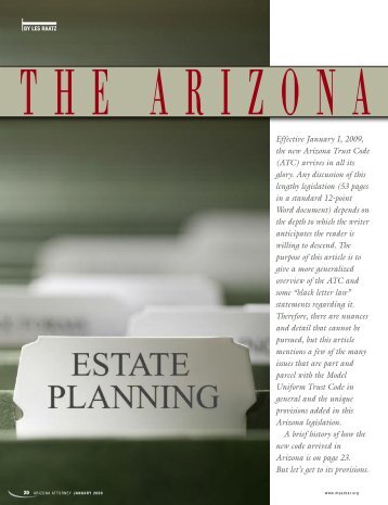 Effective January 1, 2009, the new Arizona Trust Code ... - Lawyers